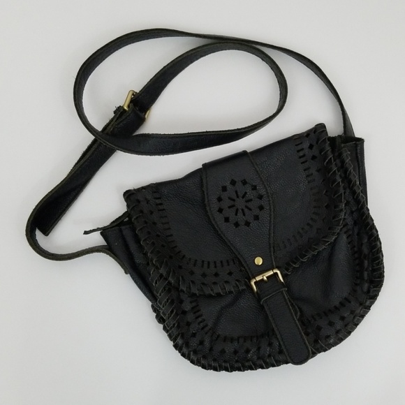 not available Handbags - Vintage black leather saddlebag cross body purse.